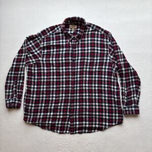 The Foundry Supply Co Men 3XL Long Sleeve Red Plaid Shirt Super Soft 100% Cotton